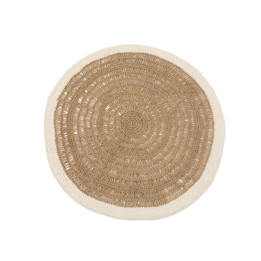 Het Seagrass & Katoen Rond Tapijt - Naturel Wit - 100