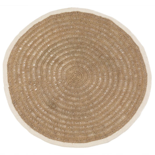 Het Seagrass & Katoen Rond Tapijt - Naturel Wit - 150